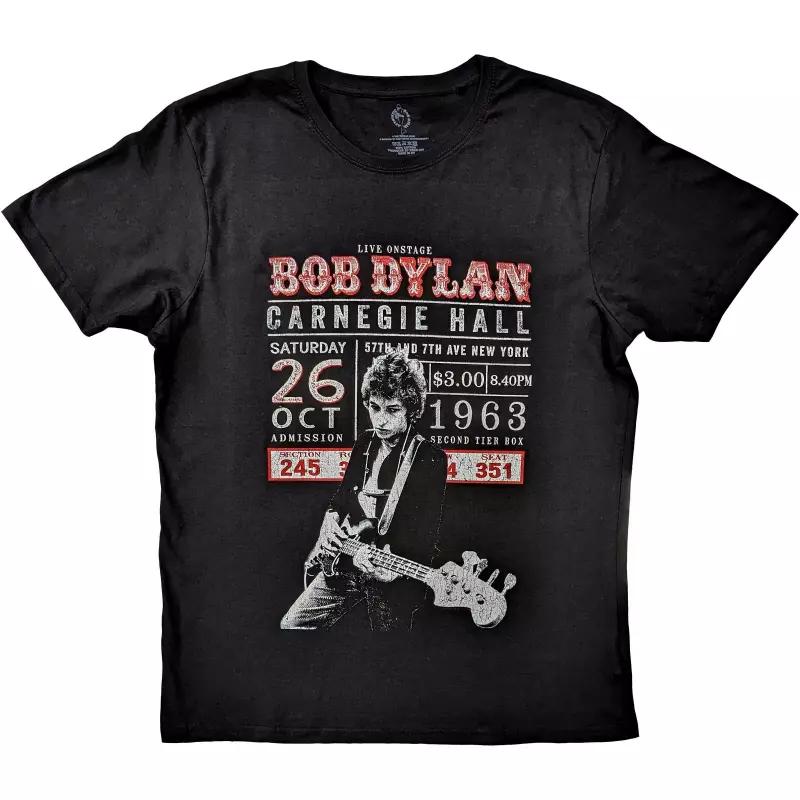Bob Dylan Unisex T-shirt: Carnegie Hall '63 (small) S