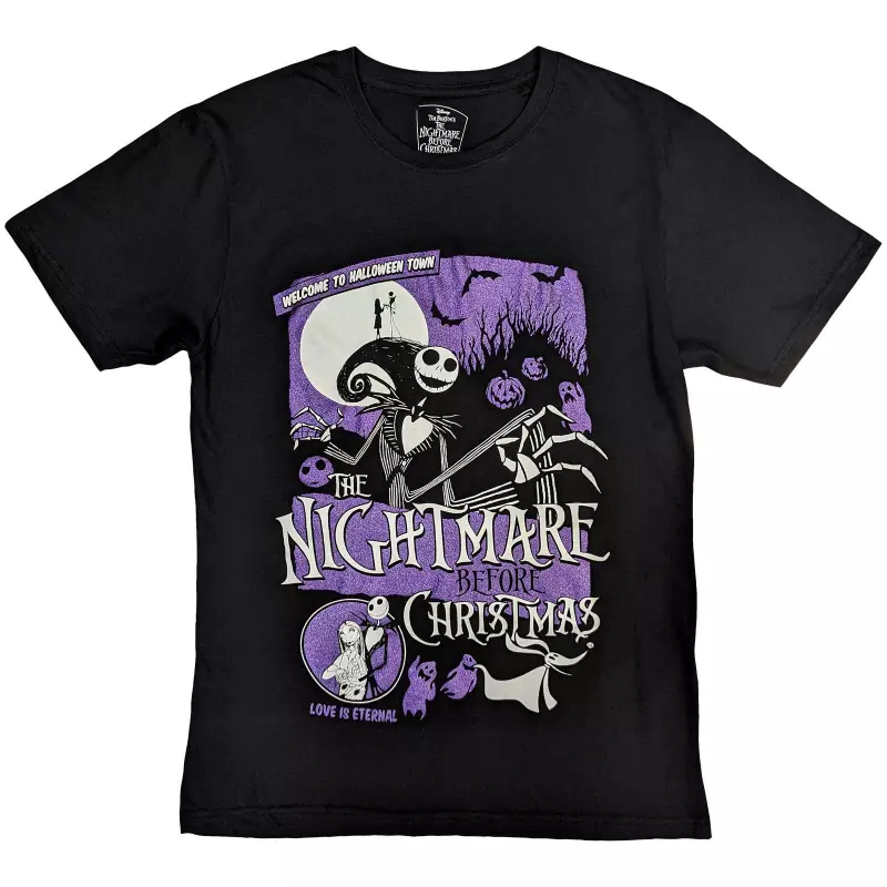 Disney Unisex T-shirt: The Nightmare Before Christmas Welcome To Halloween Town (embellished) (medium) M