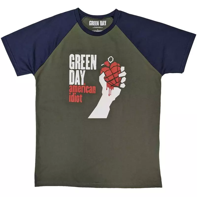 Green Day Unisex Raglan T-shirt: American Idiot (large) L