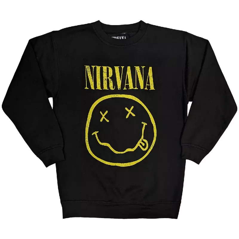 Nirvana Unisex Sweatshirt: Yellow Happy Face (small) S