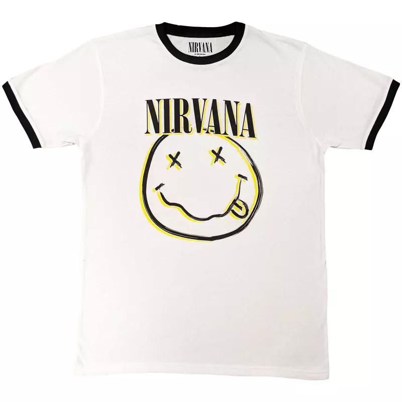 Nirvana Unisex Ringer T-shirt: Double Smiley (medium) M
