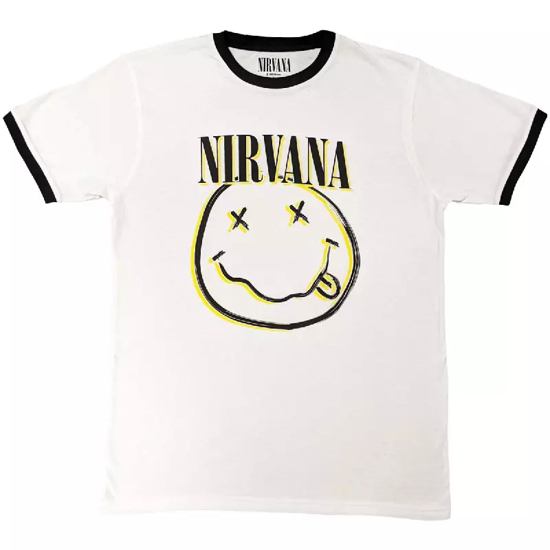 Nirvana Unisex Ringer T-shirt: Double Smiley (small) S