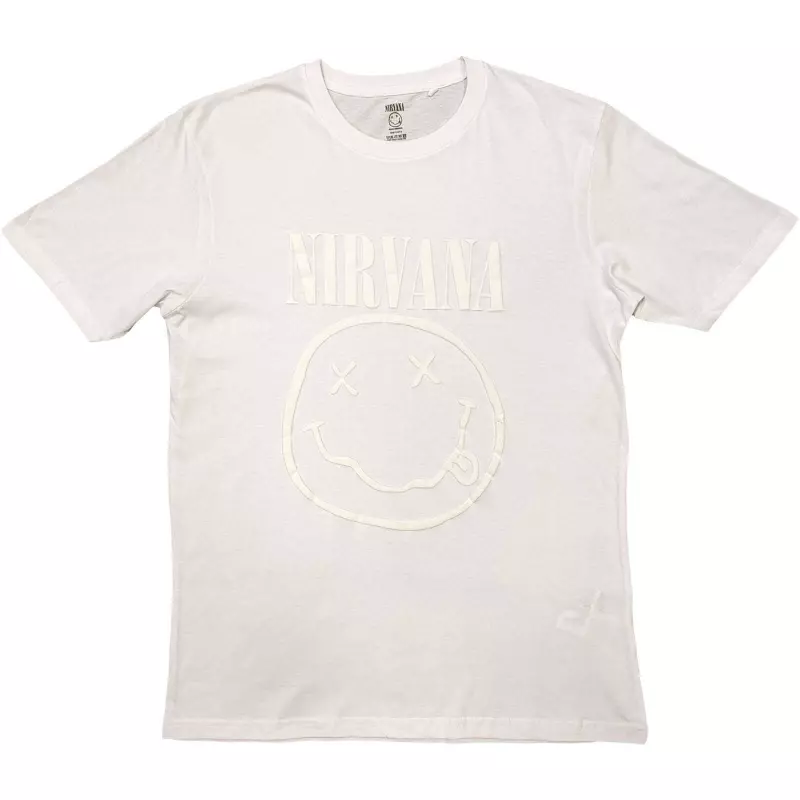 Nirvana Unisex T-shirt: White Smiley (hi-build) (small) S