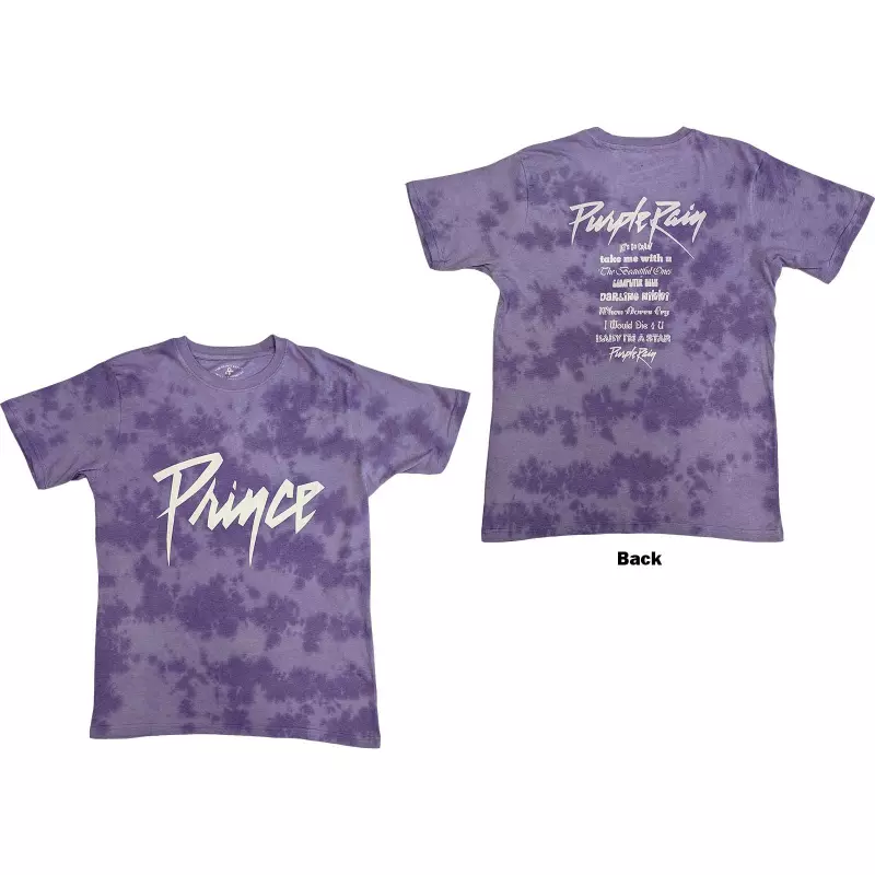 Prince Unisex T-shirt: Purple Rain (wash Collection & Back Print) (small) S