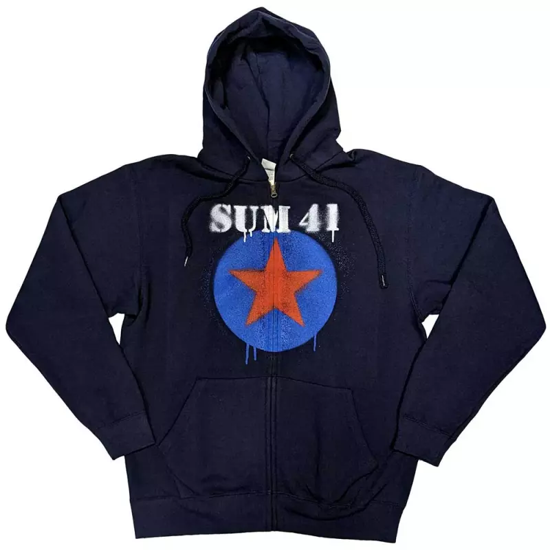 Sum 41 Unisex Zipped Hoodie: Star Logo (ex-tour) (medium) M
