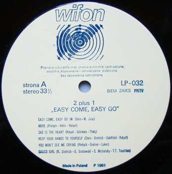 LP 2 plus 1: Easy Come, Easy Go 521620