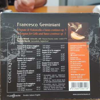 CD Francesco Geminiani: 6 Sonatas For Cello and Basso Continuo Op.5 277035