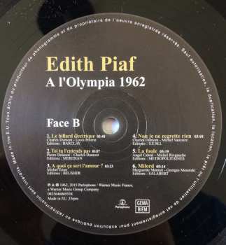 LP Edith Piaf: A l'Olympia 1962 826