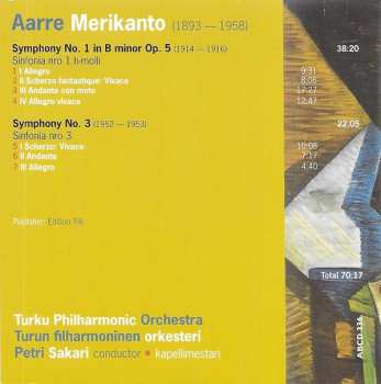 SACD Aarre Merikanto: Symphonies 1 & 3 523872