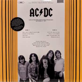 LP AC/DC: Live At The Old Waldorf San Francisco September 3, 1977. KSGA-FM (Red Vinyl) CLR 128409
