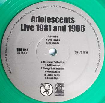 LP Adolescents: Live 1981 And 1986 LTD | CLR 90486