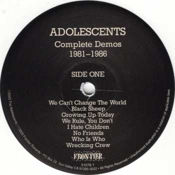 LP Adolescents: The Complete Demos 1980-1986 CLR 427420