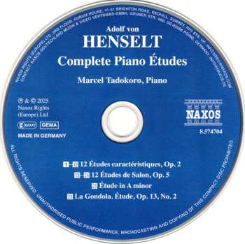 CD Adolph Von Henselt: Complete Piano Études