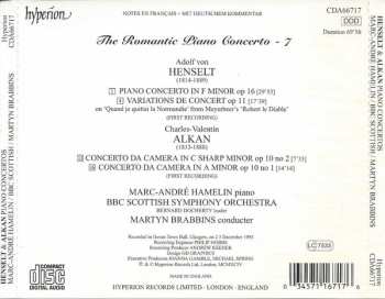 CD Adolph Von Henselt: Piano Concerto Op16 / Variations De Concert Op11 (First Recording) / Concerto Da Camera Op10/1 (First Recording) / Concerto Da Camera Op10/2 460964