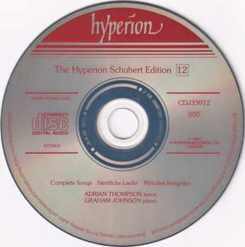 CD Adrian Thompson: The Hyperion Schubert Edition (Complete Songs = Sämtliche Lieder = Mélodies Intégrales) 323109
