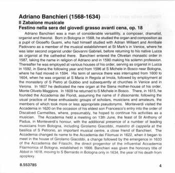CD Adriano Banchieri: Il Zabaione Musicale / Festino Nella Sera Del Giovedì Grasso Avanti Cena 333214