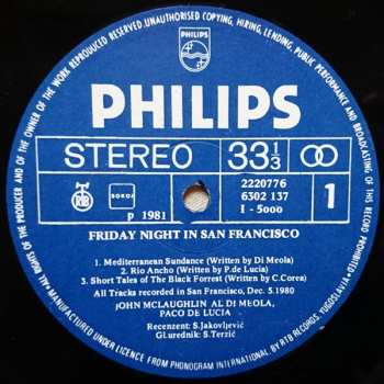LP Al Di Meola: Friday Night In San Francisco 125626