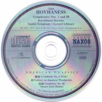 CD Alan Hovhaness: Symphony No. 1 'Exile' • Symphony No. 50 'Mount Saint Helens' 115359