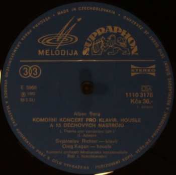 LP Alban Berg: Komorni Concert Pro Klavír 276269