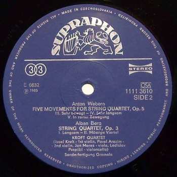 LP Alban Berg: String Quartet / Five Movements / String Quartet No. 3