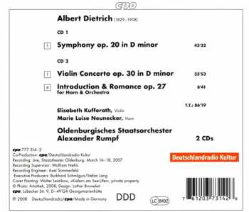 2CD Albert Dietrich: Symphony • Violin Concerto • Introduction & Romance 116141