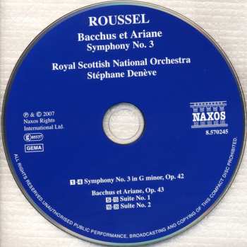 CD Albert Roussel: Bacchus Et Ariane (Complete Ballet) • Symphony No. 3 181992