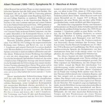 CD Albert Roussel: Bacchus Et Ariane (Complete Ballet) • Symphony No. 3 181992