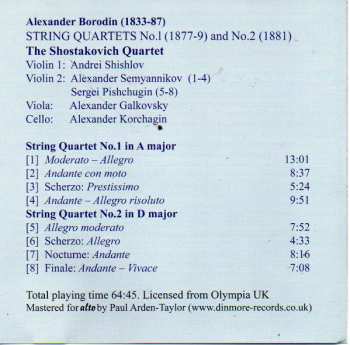 CD Alexander Borodin: String Quartets 1 & 2