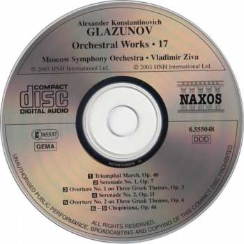 CD Alexander Glazunov: Chopiniana, Overtures On Greek Themes 330467