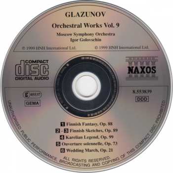 CD Alexander Glazunov: Finnish Fantasy, Finnish Sketches, Karelian Legend, Overture solennelle 233300