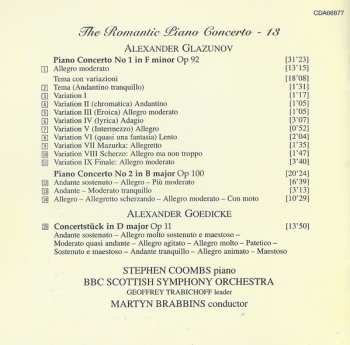 CD Alexander Glazunov: Piano Concerto No 1 In F Minor / Piano Concerto No 2 In B Major / Concertstück Op 11 (First Recording) 113033