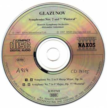 CD Alexander Glazunov: Symphonies Nos. 2 And 7 "Pastoral" 338259