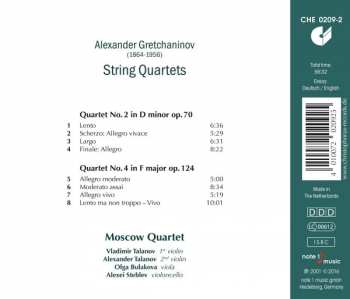 CD Alexander Gretchaninov: String Quartets Nos. 2 & 4  296500