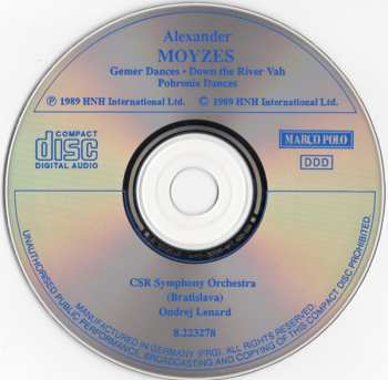 CD Alexander Moyzes: Gemer Dances; Down The River Vah; Pohronie Dances 489615
