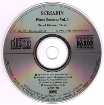 CD Alexander Scriabine: Piano Sonatas Vol. 1 (Nos. 2, 5, 6, 7 And 9 / Fantasy In B Minor) 181084