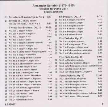 CD Alexander Scriabine: Preludes, Vol. 1: 24 Preludes, Op. 11 • 5 Preludes, Op. 15 • Prelude For The Left Hand, Op. 9, No. 1 230112
