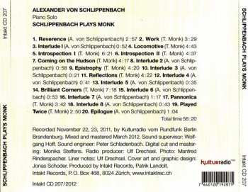 CD Alexander von Schlippenbach: Schlippenbach Plays Monk 173888