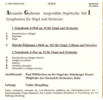 CD Alexandre Guilmant: Ausgewählte Orgelwerke · Symphonien Für Orgel Und Orchester · Vol. 1 530962