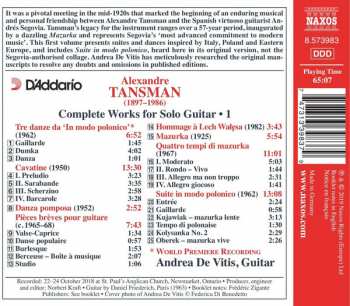 CD Alexandre Tansman: Complete Works For Solo Guitar Vol. 1 288700