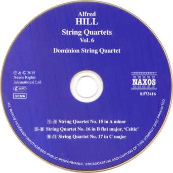 CD Alfred Hill: String Quartets Vol. 6 488563