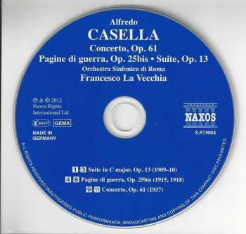 CD Alfredo Casella: Concerto For Orchestra, Op.61 • War Pages • Suite 340618