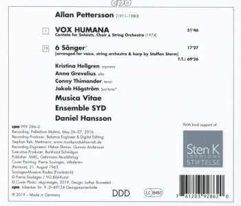 CD Allan Pettersson: Vox Humana; 6 Sanger 315183