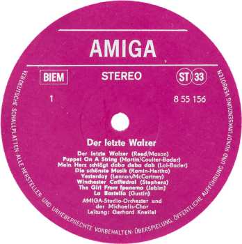 LP AMIGA Studio Orchester: Der Letzte Walzer