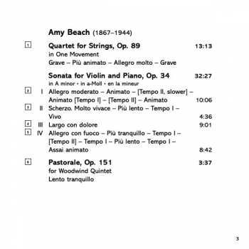 CD Amy Marcy Cheney Beach: Violin Sonata - Quartet For Strings in One Movement - Pastorale For Woodwind Quintet - Dreaming 291215