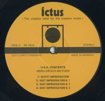 LP Andrea Centazzo: U.S.A. Concerts