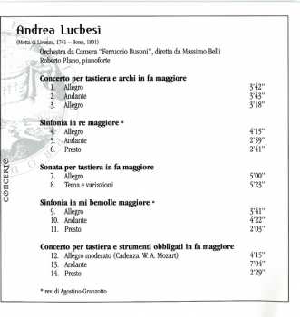 CD Andrea Lucchesi: Sinfonie In Re Maggiore E In Si Bemolle Maggiore - Sonata Per Tastiera Concerto Per Tastiera E Archi. - Concerto Per Tastiera E Strumenti Obbligati 118523