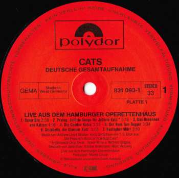 2LP Andrew Lloyd Webber: Cats Live - Deutsche Gesamtaufnahme Aus Dem Hamburger Operettenhaus 512339