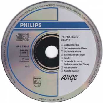 CD Ange: Au-delà Du Délire 424891