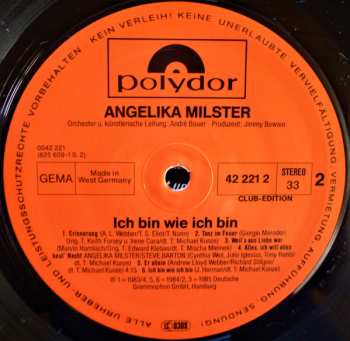 LP Angelika Milster: Ich Bin Wie Ich Bin 470014