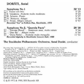 CD Antal Dorati: Symphony No. 1 / Symphony No. 2 "Querela Pacis" 327451